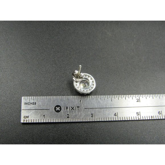 Sterling Silver Wonderful Round CZ Halo Stud Earrings Vintage Wedding Engagement - Picture 5 of 6